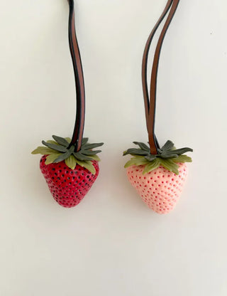 Strawberry Bag Charm Leather Keyring