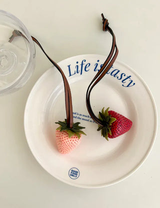 Strawberry Bag Charm Leather Keyring