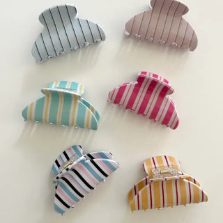Summer Recommendation Striped Half-Up Hair Clip Mini Claw Clip