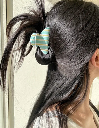 Summer Recommendation Striped Half-Up Hair Clip Mini Claw Clip