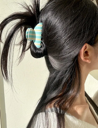 Summer Recommendation Striped Half-Up Hair Clip Mini Claw Clip