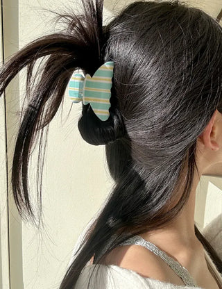 Summer Recommendation Striped Half-Up Hair Clip Mini Claw Clip