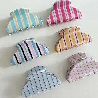 Summer Recommendation Striped Half-Up Hair Clip Mini Claw Clip