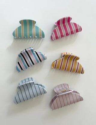 Summer Recommendation Striped Half-Up Hair Clip Mini Claw Clip