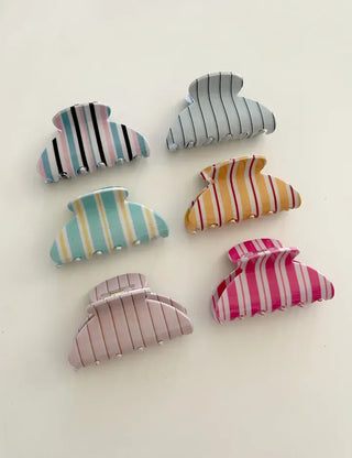Summer Recommendation Striped Half-Up Hair Clip Mini Claw Clip