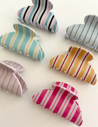 Summer Recommendation Striped Half-Up Hair Clip Mini Claw Clip