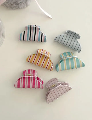 Summer Recommendation Striped Half-Up Hair Clip Mini Claw Clip