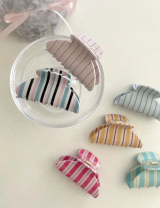 Summer Recommendation Striped Half-Up Hair Clip Mini Claw Clip