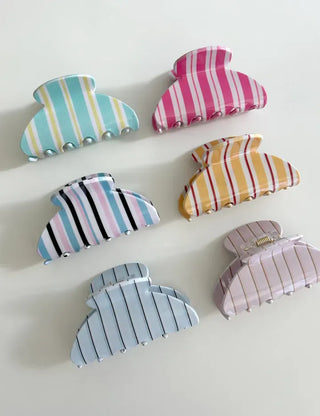 Summer Recommendation Striped Half-Up Hair Clip Mini Claw Clip