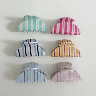 Summer Recommendation Striped Half-Up Hair Clip Mini Claw Clip