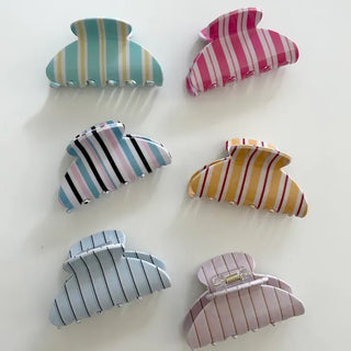 Summer Recommendation Striped Half-Up Hair Clip Mini Claw Clip
