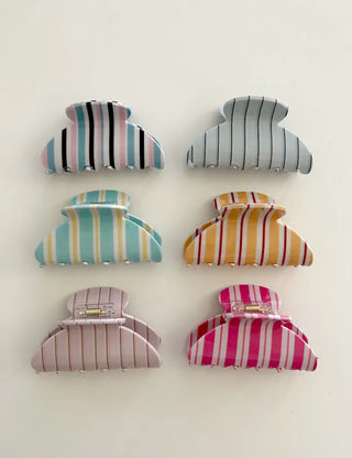 Summer Recommendation Striped Half-Up Hair Clip Mini Claw Clip