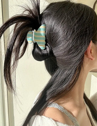 Summer Recommendation Striped Half-Up Hair Clip Mini Claw Clip