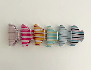 Summer Recommendation Striped Half-Up Hair Clip Mini Claw Clip