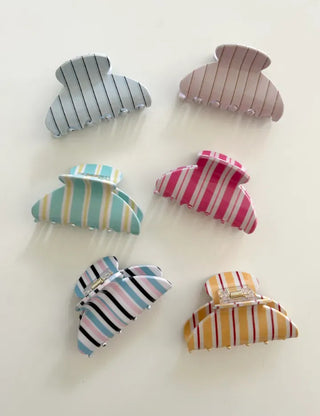 Summer Recommendation Striped Half-Up Hair Clip Mini Claw Clip