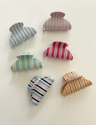 Summer Recommendation Striped Half-Up Hair Clip Mini Claw Clip