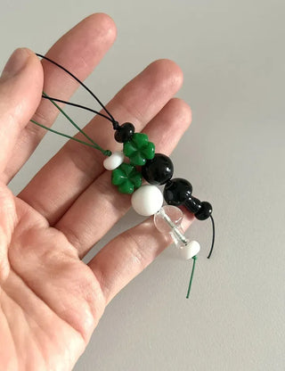 Phone strap four-leaf clover mushroom bead keyring loop