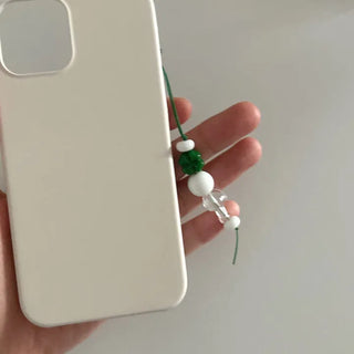 Phone strap four-leaf clover mushroom bead keyring loop