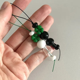 Phone strap four-leaf clover mushroom bead keyring loop