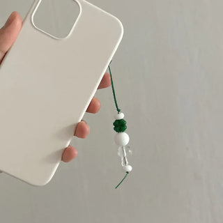 Phone strap four-leaf clover mushroom bead keyring loop