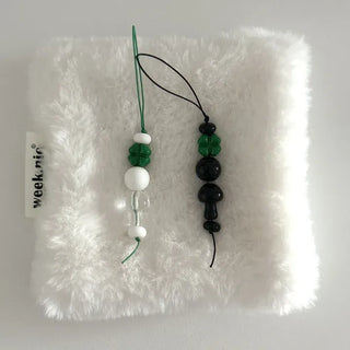 Phone strap four-leaf clover mushroom bead keyring loop