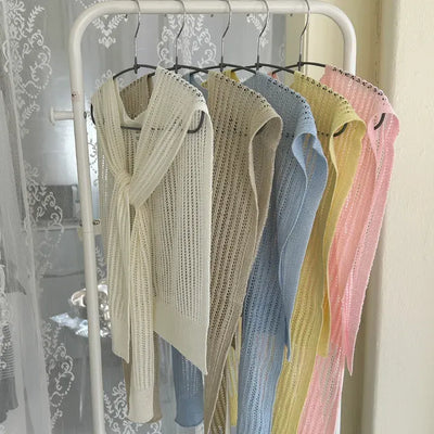 Net cardigan shawl, knit shoulder shawl, summer cover-up
