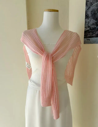 Net cardigan shawl, knit shoulder shawl, summer cover-up