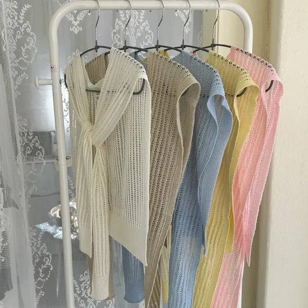 Net cardigan shawl, knit shoulder shawl, summer cover-up