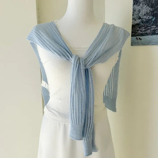 Net cardigan shawl, knit shoulder shawl, summer cover-up
