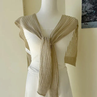 Net cardigan shawl, knit shoulder shawl, summer cover-up