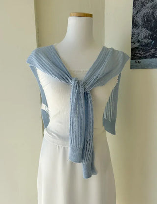 Net cardigan shawl, knit shoulder shawl, summer cover-up
