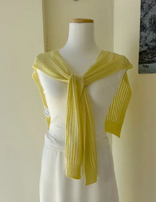 Net cardigan shawl, knit shoulder shawl, summer cover-up