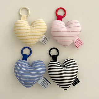 Heart Cushion Keyholder Striped Fabric Keyring
