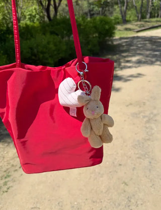 Heart Cushion Keyholder Striped Fabric Keyring