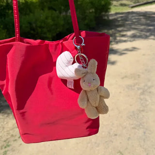 Heart Cushion Keyholder Striped Fabric Keyring