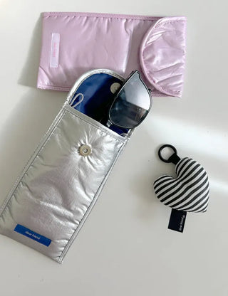 Heart Cushion Keyholder Striped Fabric Keyring