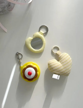 Heart Cushion Keyholder Striped Fabric Keyring
