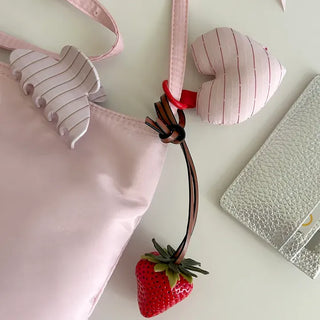 Heart Cushion Keyholder Striped Fabric Keyring