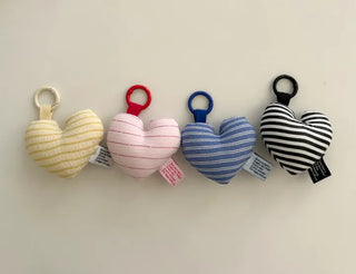 Heart Cushion Keyholder Striped Fabric Keyring