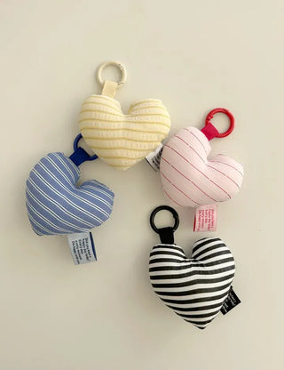 Heart Cushion Keyholder Striped Fabric Keyring