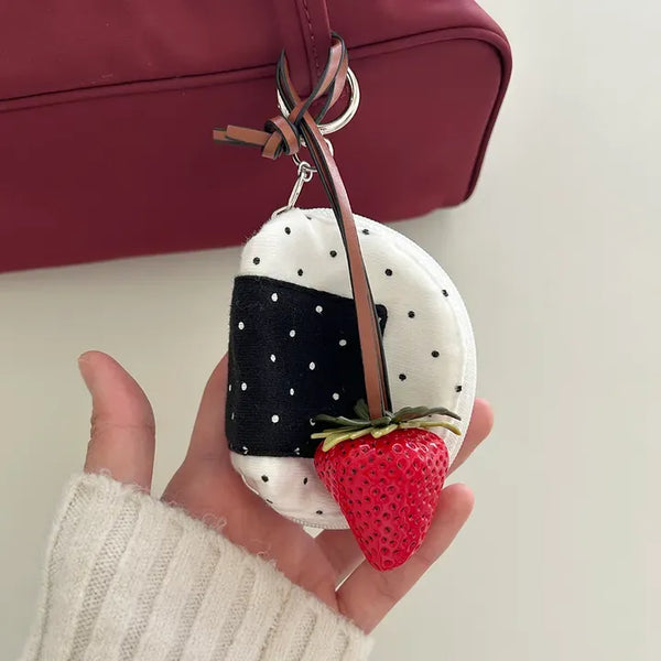 Rice ball pouch mini fabric coin purse keyring