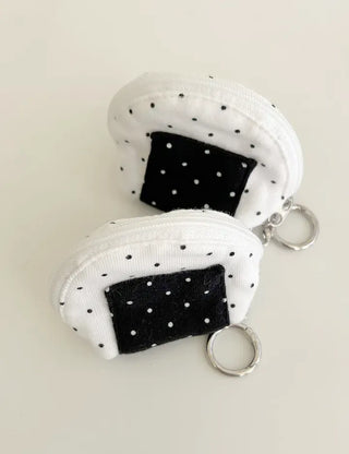Rice ball pouch mini fabric coin purse keyring