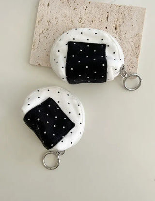 Rice ball pouch mini fabric coin purse keyring