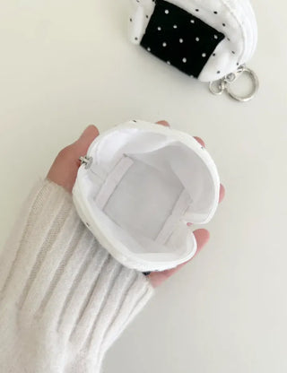 Rice ball pouch mini fabric coin purse keyring