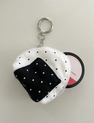Rice ball pouch mini fabric coin purse keyring