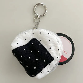 Rice ball pouch mini fabric coin purse keyring