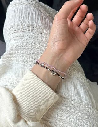 925 Silver Bracelet Heart Silver Ball String Black Bracelet