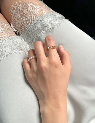 Handmade Round Beaded Ring, Handmade Beach Look
