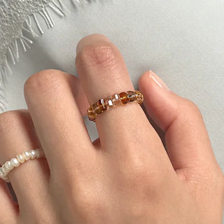 Handmade Round Beaded Ring, Handmade Beach Look