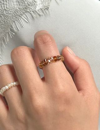 Handmade Round Beaded Ring, Handmade Beach Look